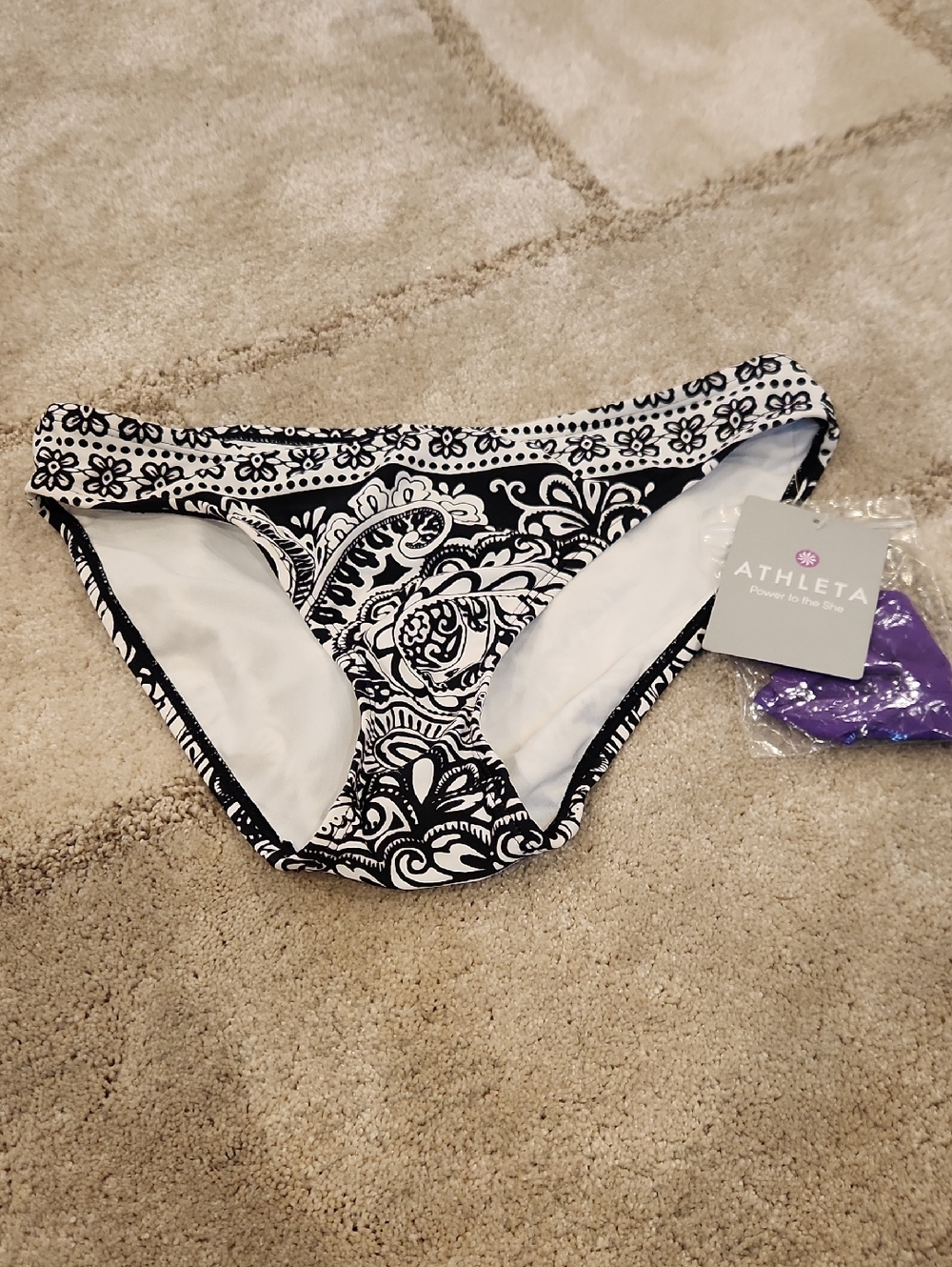 Athleta Black & White Paisley Bikini Bottoms